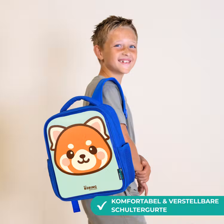 Kinderrucksack - Blau - Kawai - Roter Panda - Grün — 5