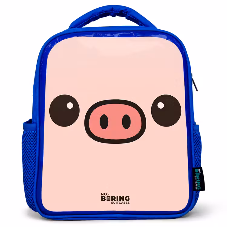 Kinderrucksack - Blau - Kawai - Schwein - Rosa — 1