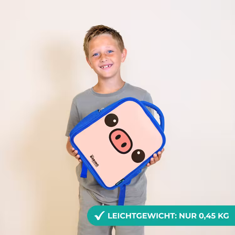 Kinderrucksack - Blau - Kawai - Schwein - Rosa — 4