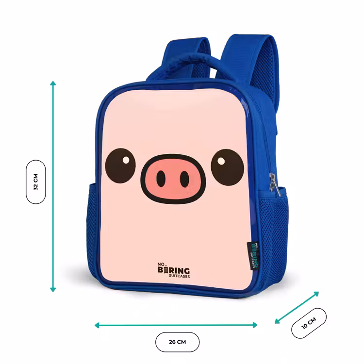Kinderrucksack - Blau - Kawai - Schwein - Rosa — 6