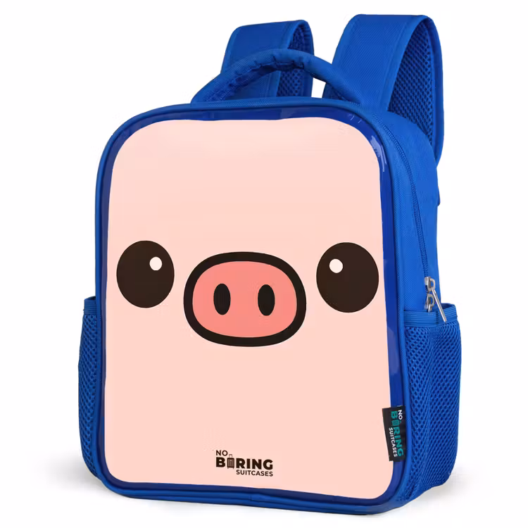 Kinderrucksack - Blau - Kawai - Schwein - Rosa — 7