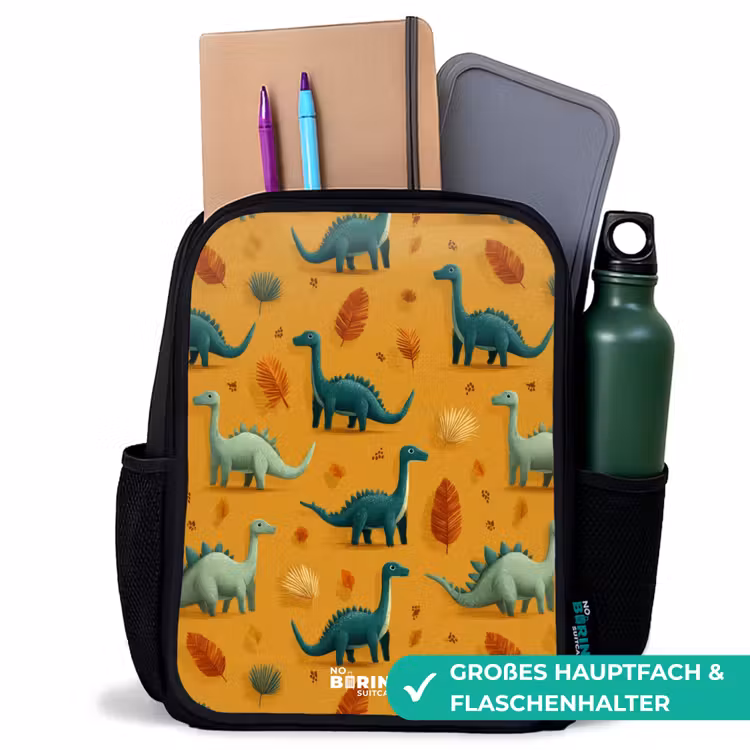 Kinderrucksack - Schwarz - Dino - Tiere - Muster — 8