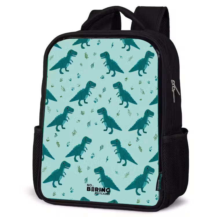 Kinderrucksack - Schwarz - Dinos - Muster - Grün — 4