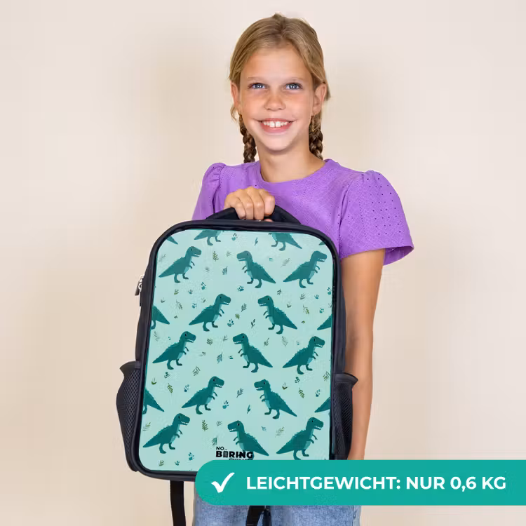 Kinderrucksack - Schwarz - Dinos - Muster - Grün — 7