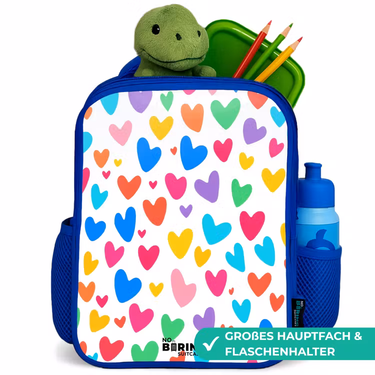 Kinderrucksack - Blau - Bunte Herzen — 3
