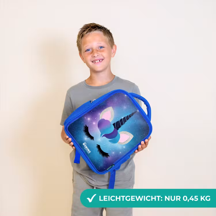 Kinderrucksack - Blau - Einhorn auf einem Sternenhimmel Hintergrund — 4