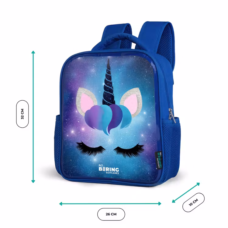 Kinderrucksack - Blau - Einhorn auf einem Sternenhimmel Hintergrund — 6
