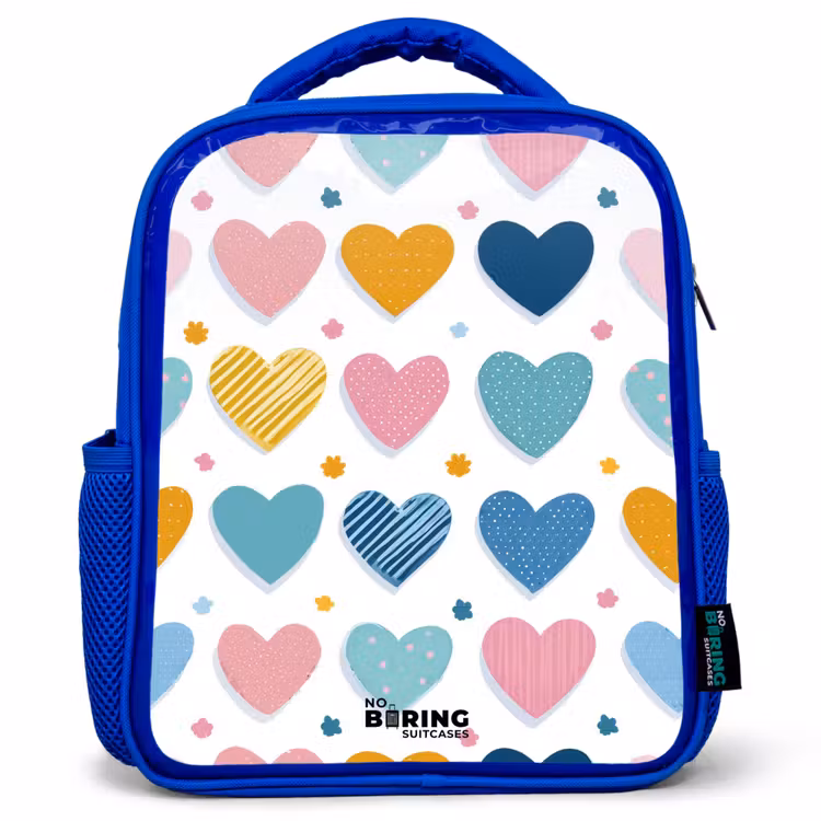 Kinderrucksack - Blau - Herz-Muster — 1
