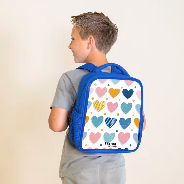 Kinderrucksack - Blau - Herz-Muster — 2