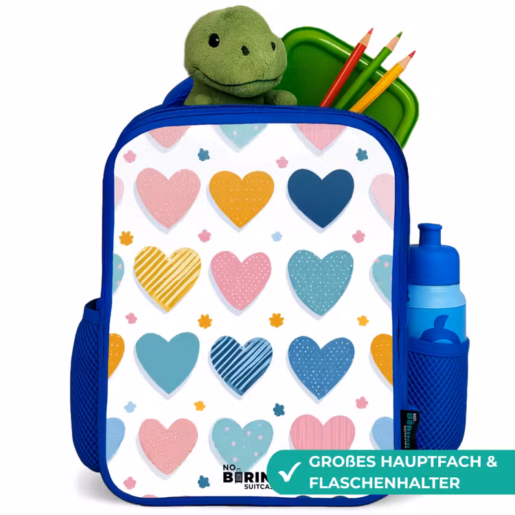 Kinderrucksack - Blau - Herz-Muster — 3