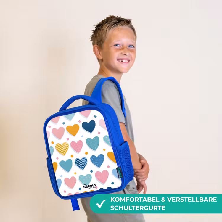 Kinderrucksack - Blau - Herz-Muster — 5