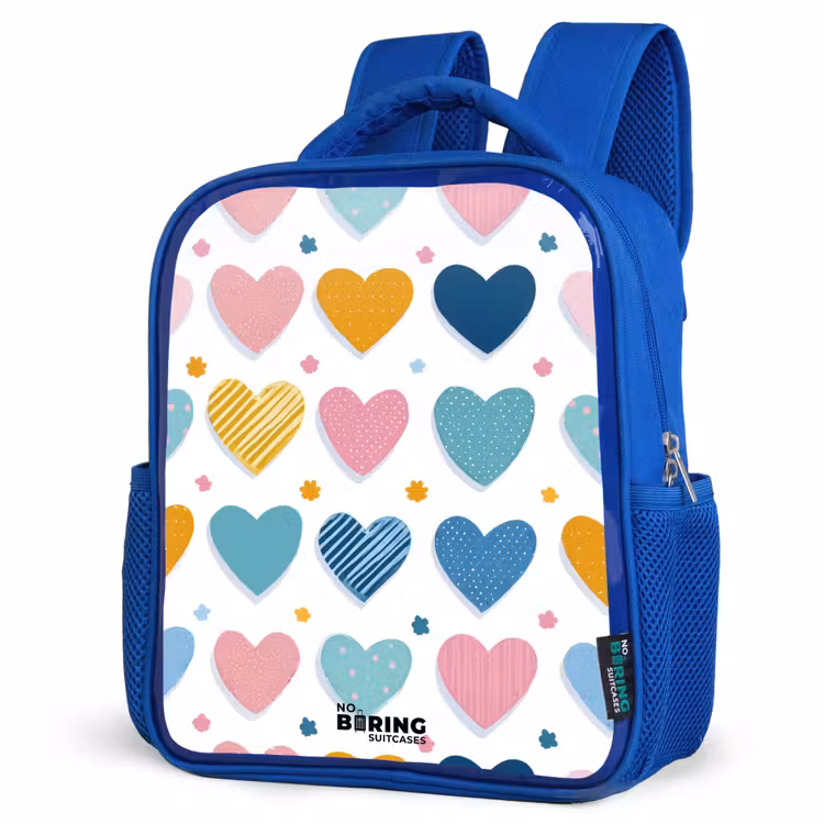 Kinderrucksack - Blau - Herz-Muster — 7