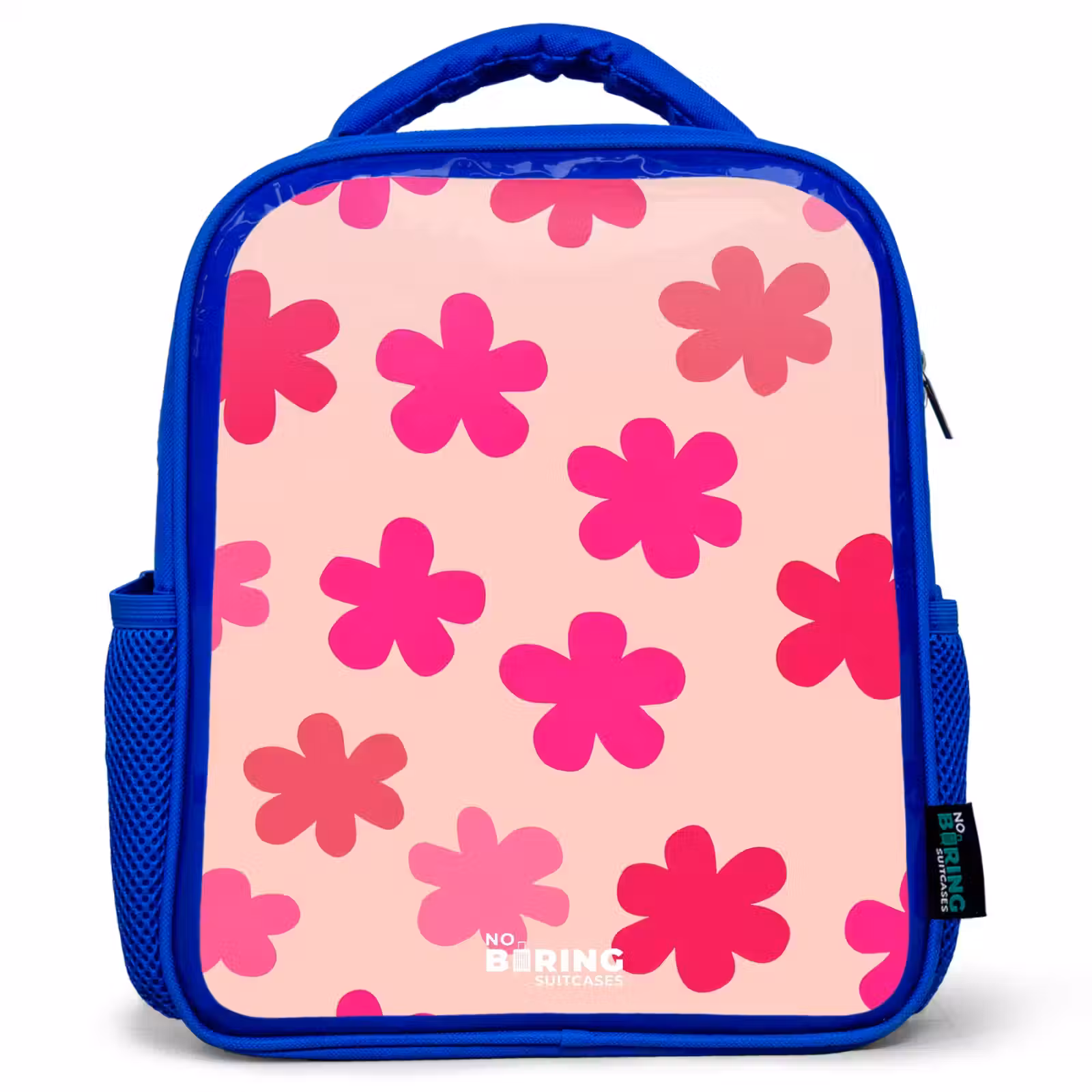 Kinderrucksack - Blau - Rosa Blumen — 1