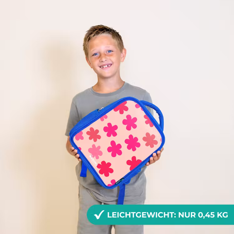 Kinderrucksack - Blau - Rosa Blumen — 4