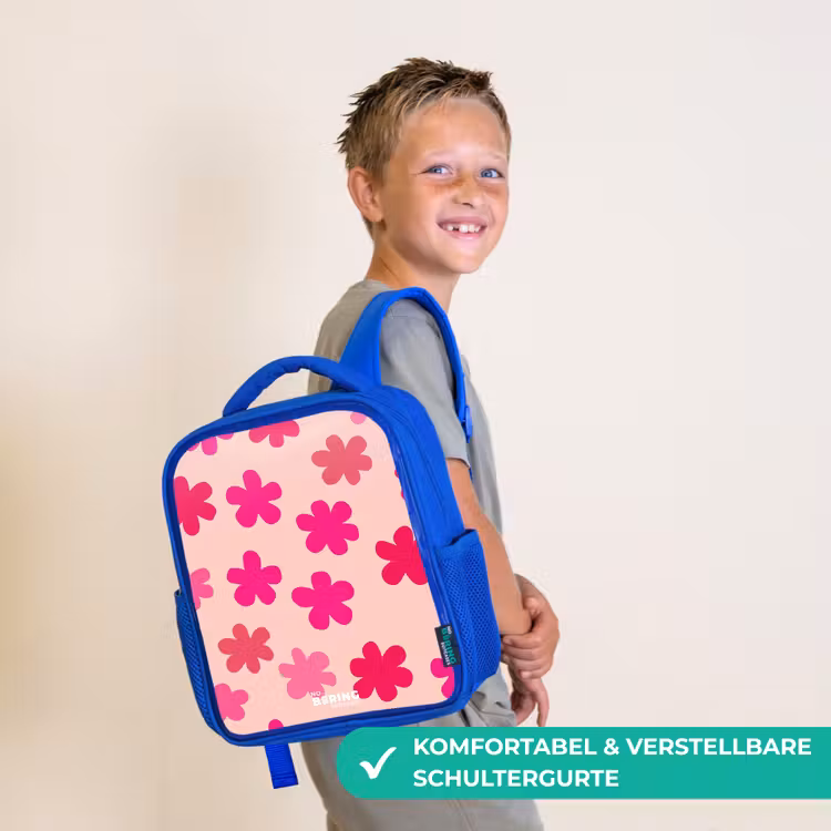 Kinderrucksack - Blau - Rosa Blumen — 5