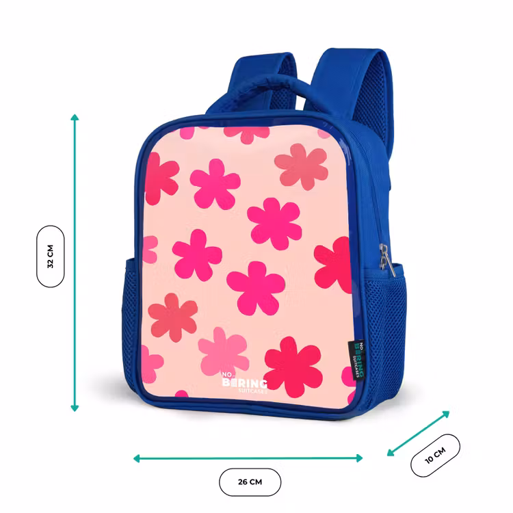 Kinderrucksack - Blau - Rosa Blumen — 6