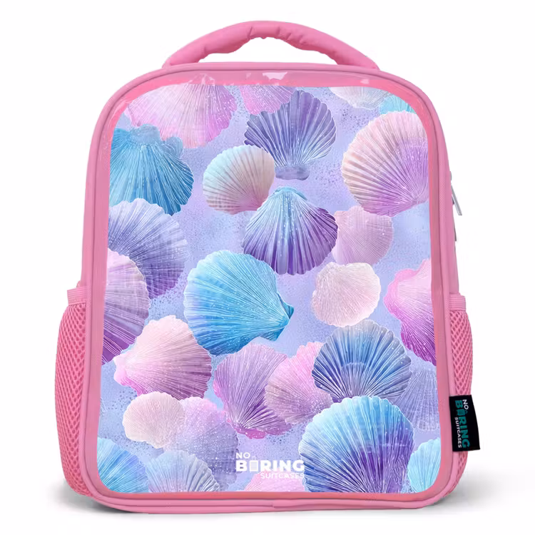 Kinderrucksack - Rosa - Bunte Muscheln auf violettem Hintergrund — 1
