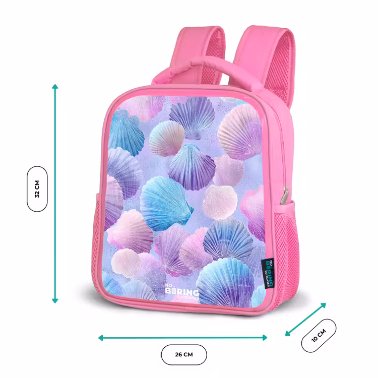 Kinderrucksack - Rosa - Bunte Muscheln auf violettem Hintergrund — 2