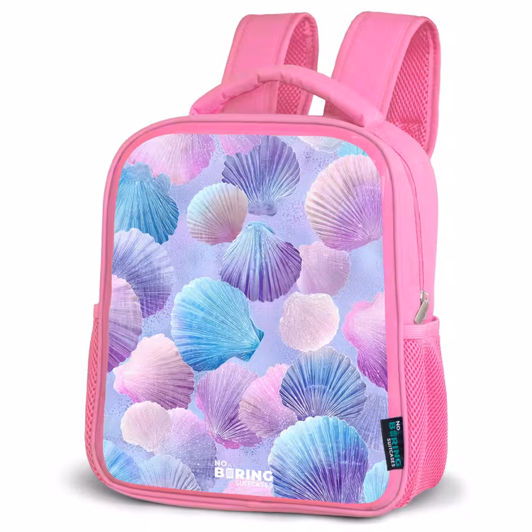 Kinderrucksack - Rosa - Bunte Muscheln auf violettem Hintergrund — 4