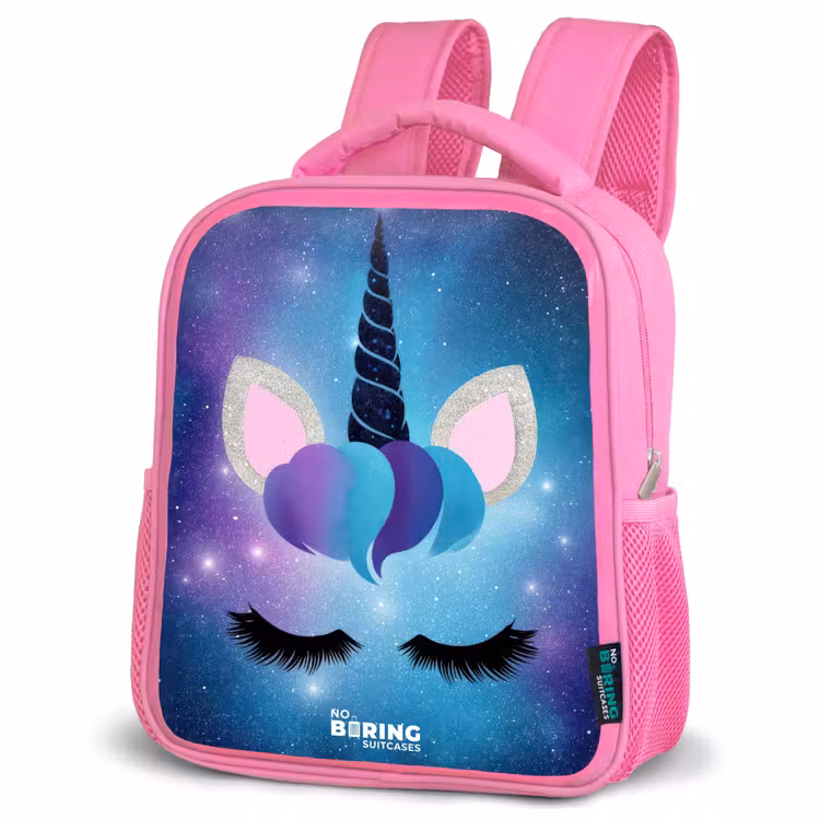 Kinderrucksack - Rosa - Einhorn auf einem Sternenhimmel Hintergrund — 4