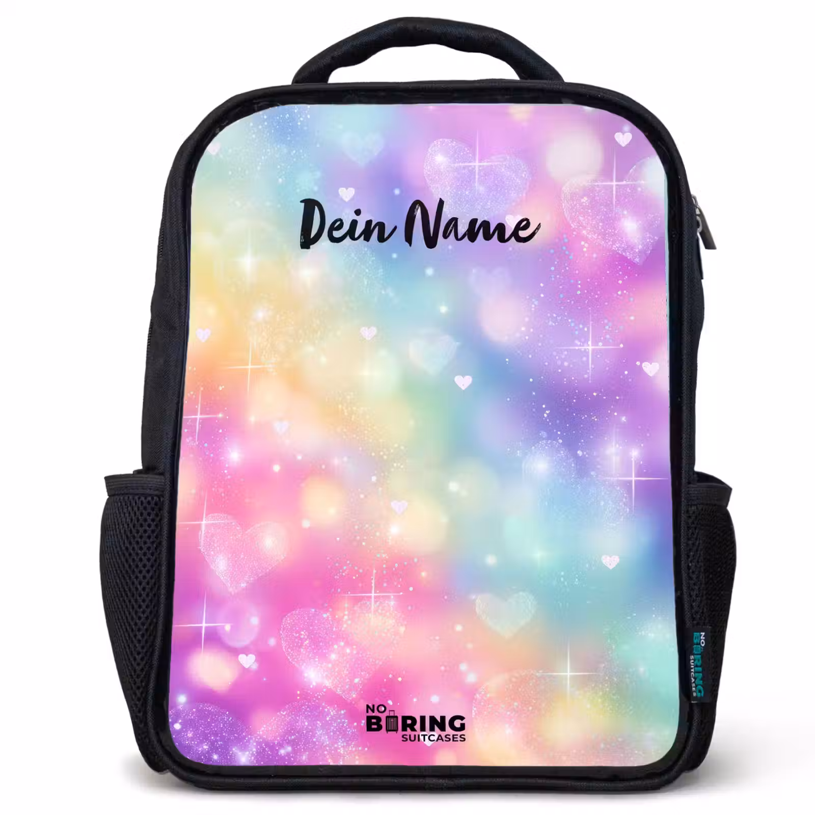 Kinderrucksack - Schwarz - Licht - Regenbogen - Herzen — 1