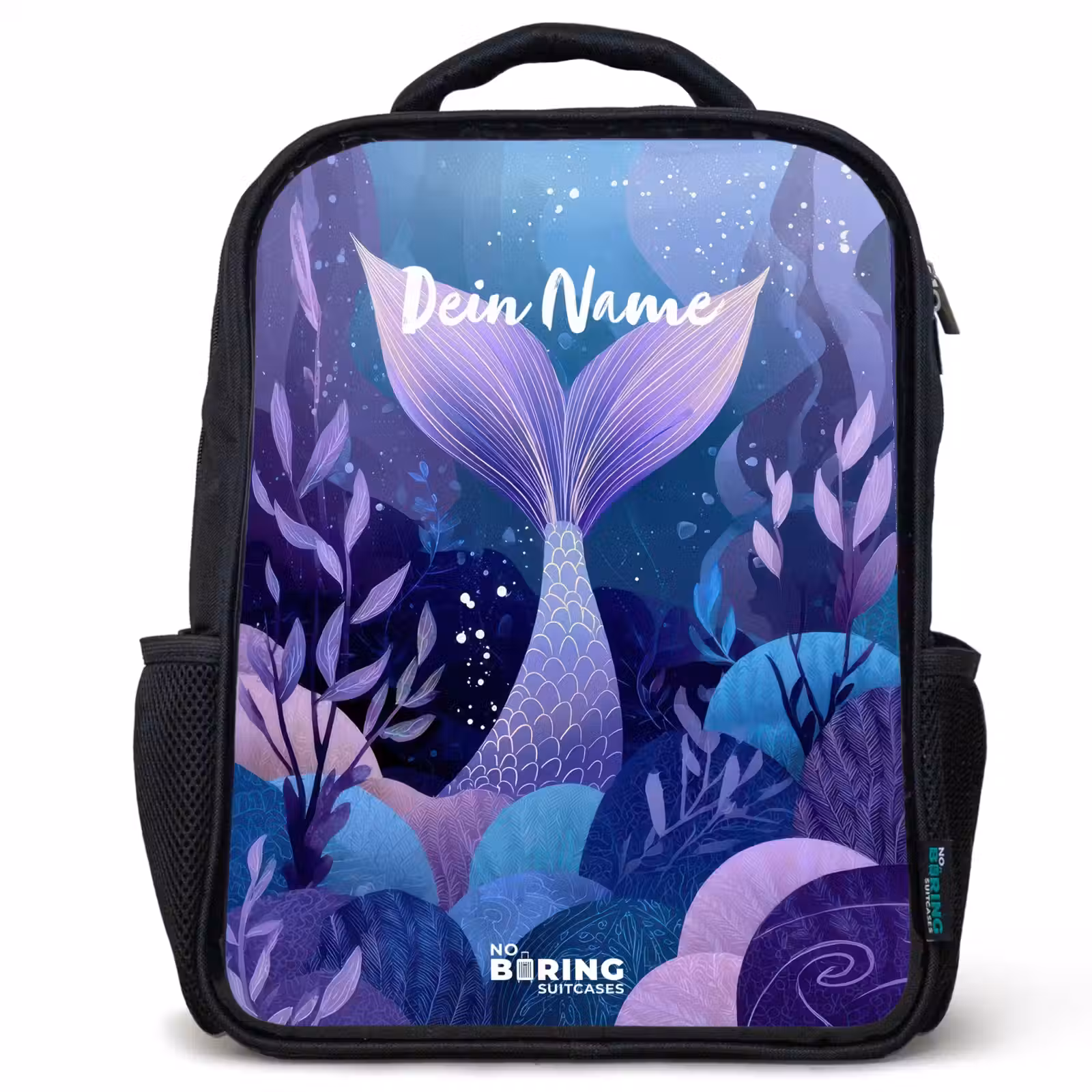 Kinderrucksack - Schwarz - Meerjungfrau - Unterwasser - Lila - Blau — 1