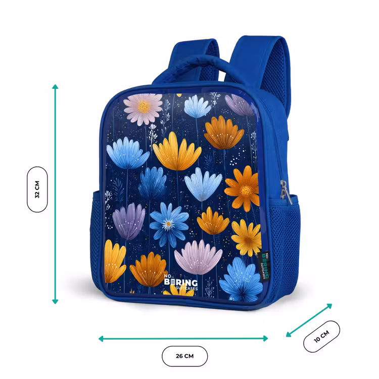 Kinderrucksack - Blau - Blumen auf dunkelblauem Hintergrund — 6