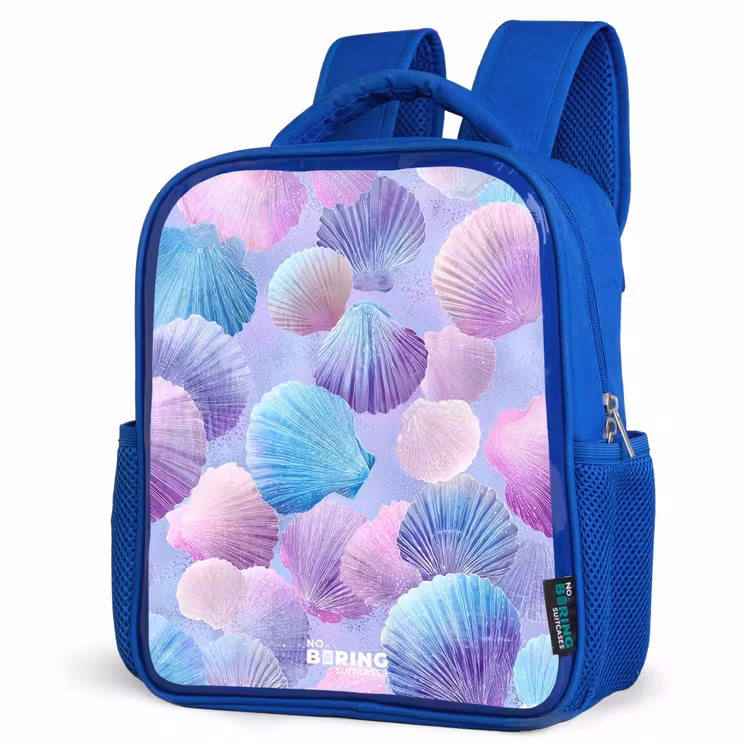 Kinderrucksack - Blau - Bunte Muscheln auf violettem Hintergrund — 7