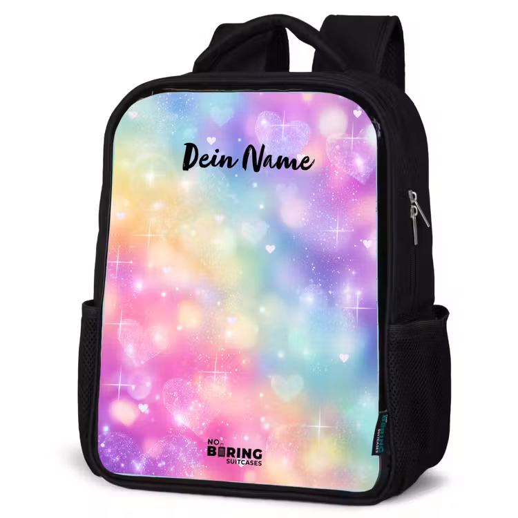 Kinderrucksack - Schwarz - Licht - Regenbogen - Herzen — 4