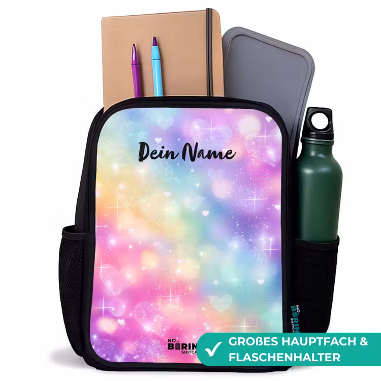Kinderrucksack - Schwarz - Licht - Regenbogen - Herzen — 8