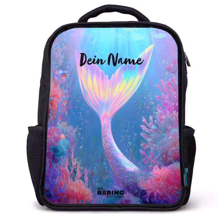 Kinderrucksack - Schwarz - Meerjungfrau - Koralle - Wasser — 1