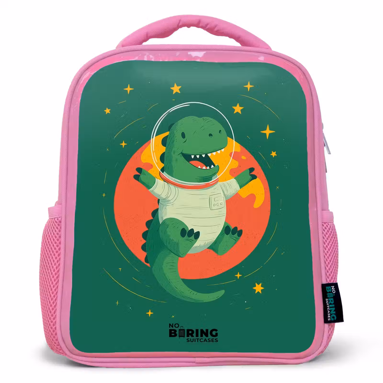 Kinderrucksack - Rosa - Dino - Planet - Sterne - Grün — 1
