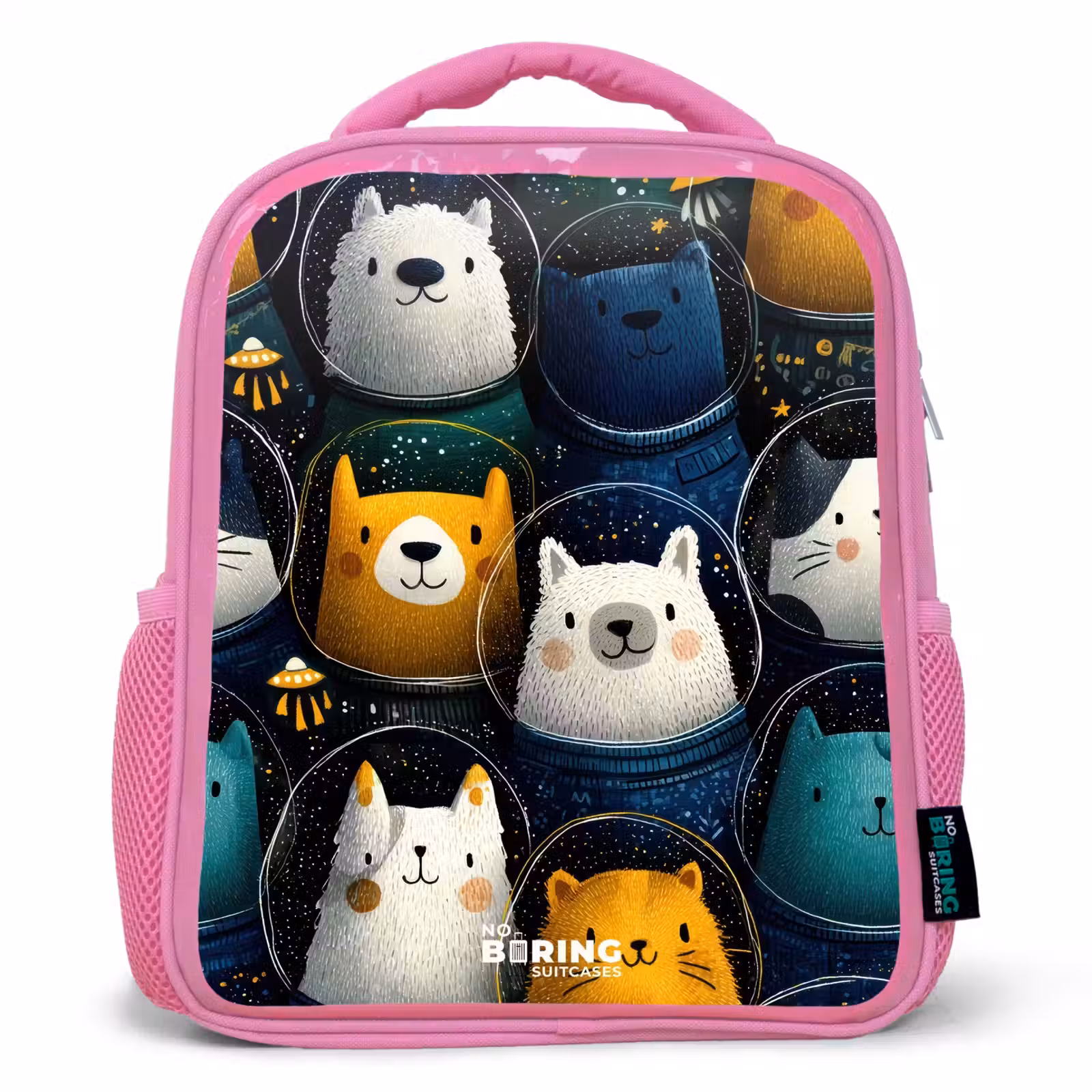 Kinderrucksack - Rosa - Tiere - Sterne - Planeten - Astronaut — 1