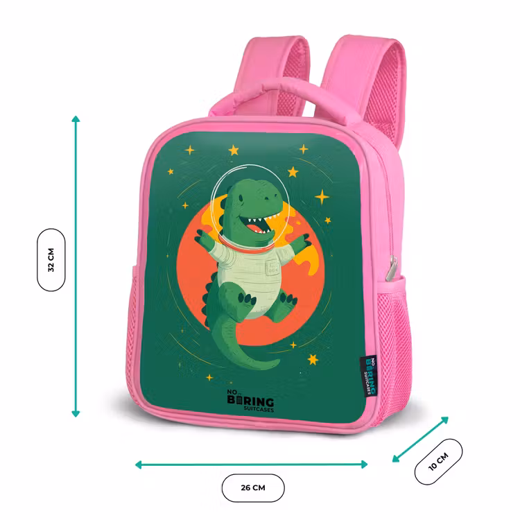 Kinderrucksack - Rosa - Dino - Planet - Sterne - Grün — 2