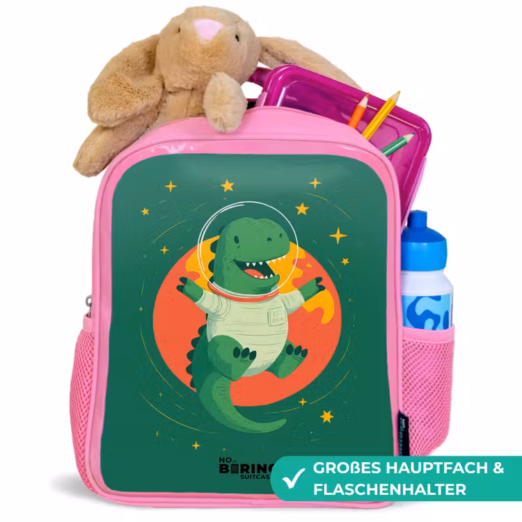 Kinderrucksack - Rosa - Dino - Planet - Sterne - Grün — 3