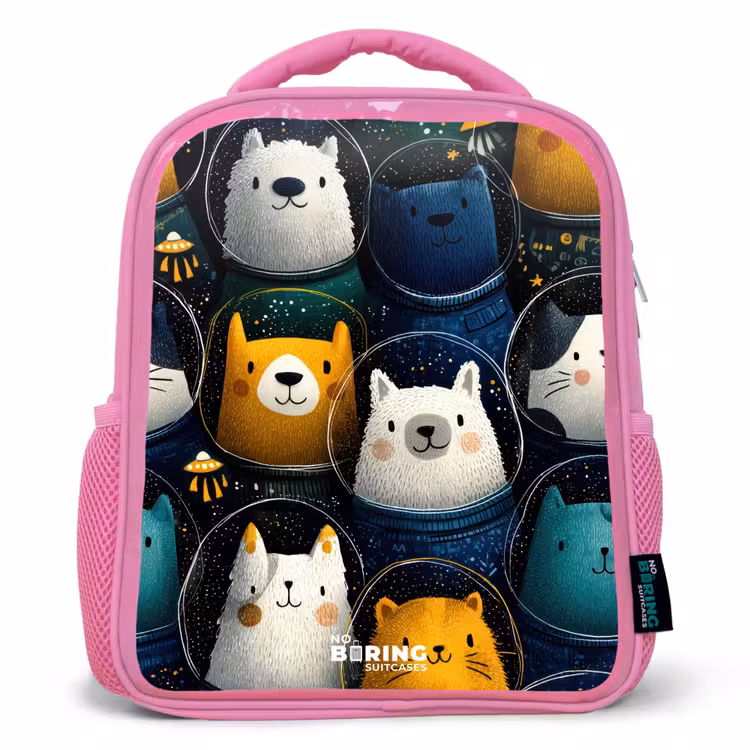 Kinderrucksack - Rosa - Tiere - Sterne - Planeten - Astronaut — 1