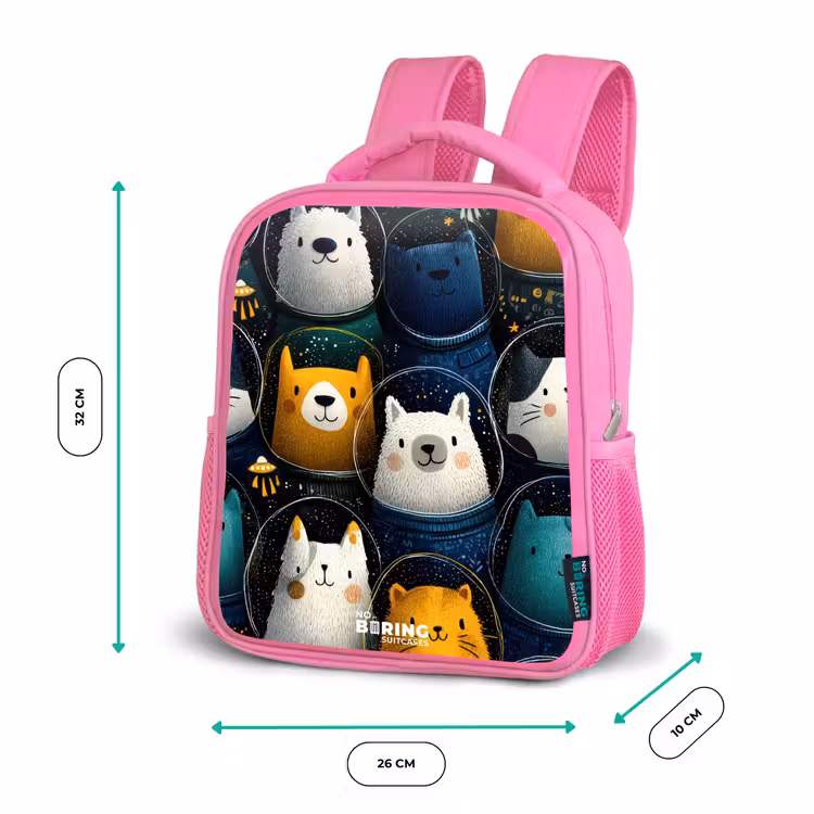Kinderrucksack - Rosa - Tiere - Sterne - Planeten - Astronaut — 2