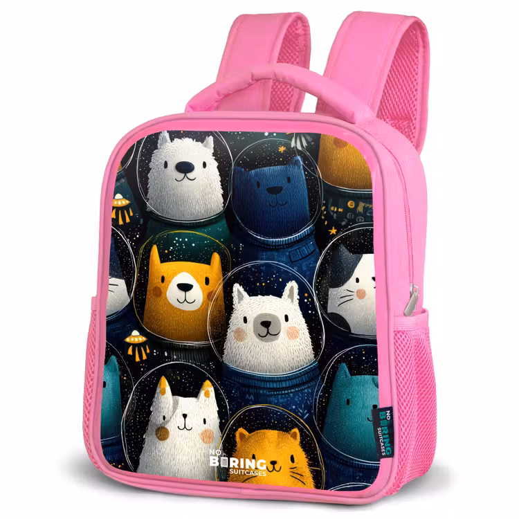 Kinderrucksack - Rosa - Tiere - Sterne - Planeten - Astronaut — 4