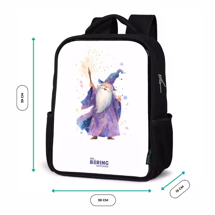 Kinderrucksack - Schwarz - Alter Magier mit Stab — 6