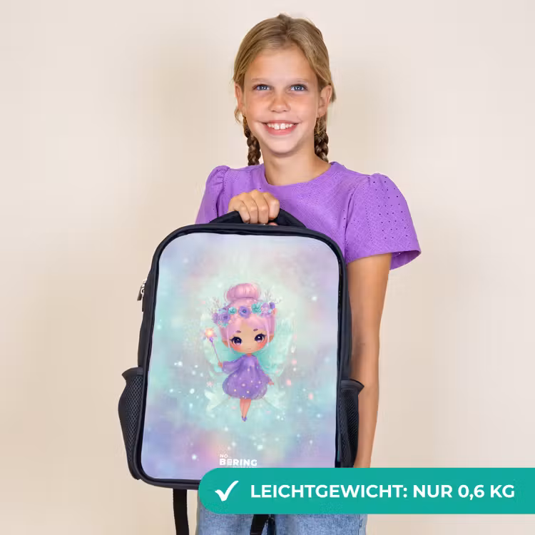 Kinderrucksack - Schwarz - Blumenfee in pastellfarbenem Glanz — 7