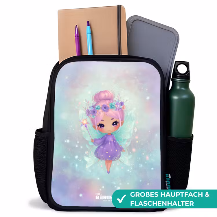 Kinderrucksack - Schwarz - Blumenfee in pastellfarbenem Glanz — 8