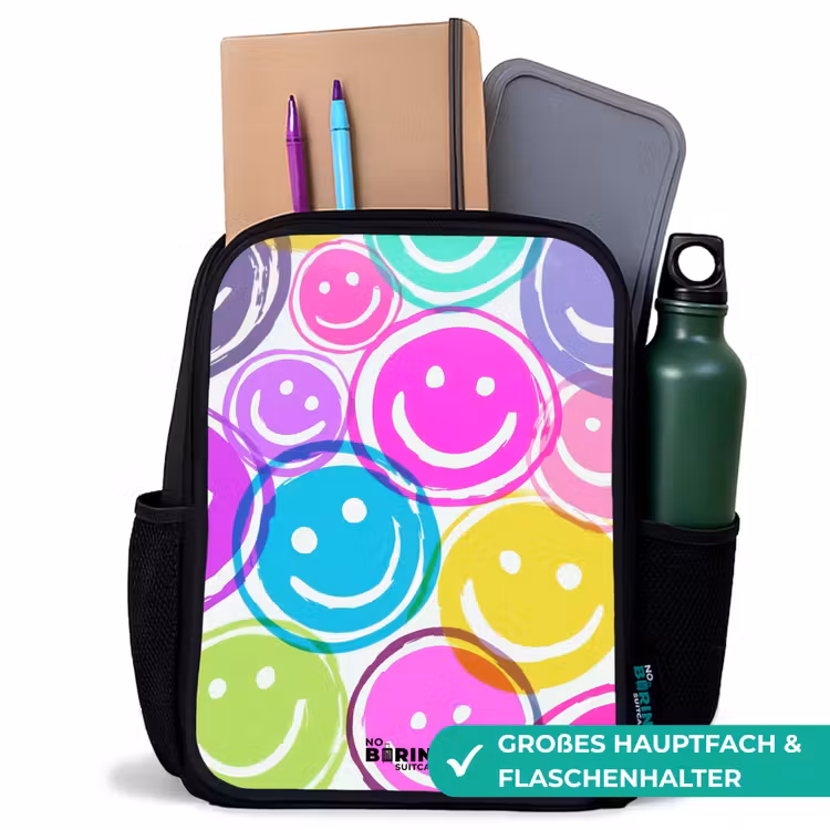Kinderrucksack - Schwarz - Bunte Lächel-Explosion — 8