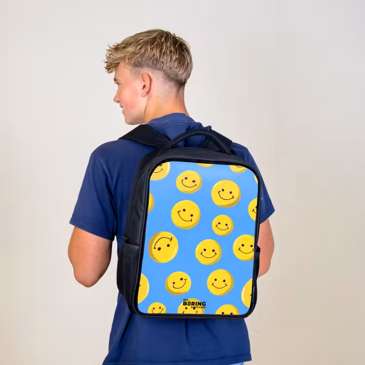 Kinderrucksack - Schwarz - Fröhlicher Smiley-Regen — 3