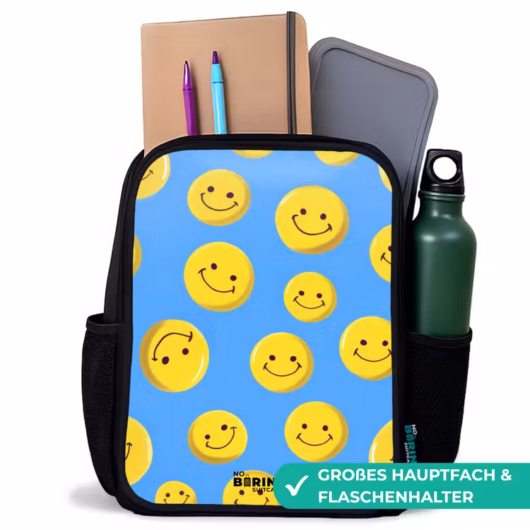 Kinderrucksack - Schwarz - Fröhlicher Smiley-Regen — 8