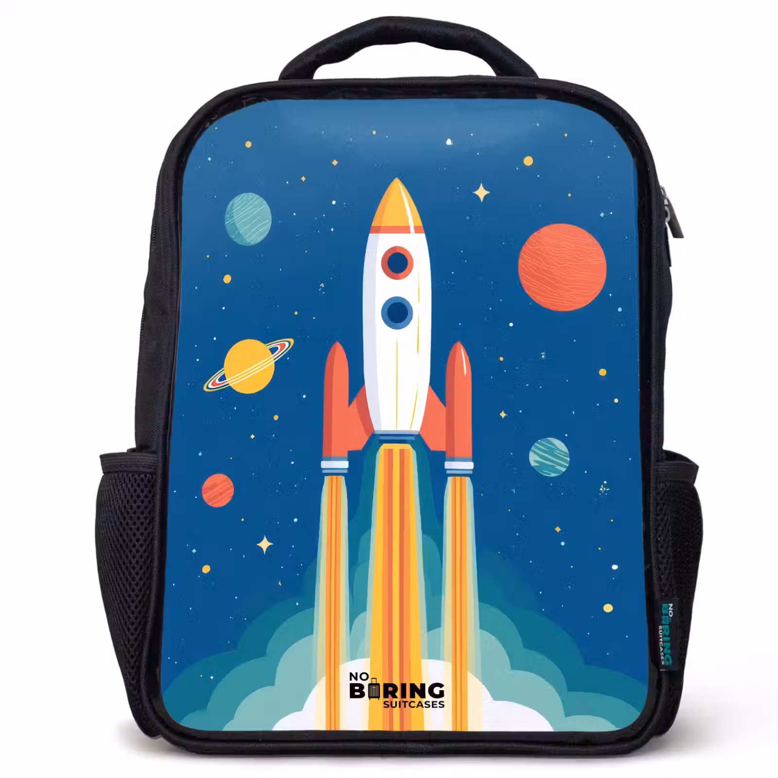 Kinderrucksack - Schwarz - Rakete - Planet - Sterne - Mehrfarbig — 1