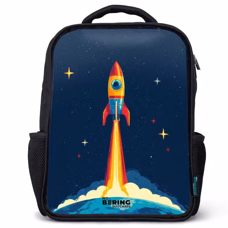 Kinderrucksack - Schwarz - Planet - Rakete - Sterne - Dunkelblau — 1