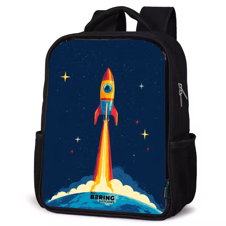 Kinderrucksack - Schwarz - Planet - Rakete - Sterne - Dunkelblau — 4