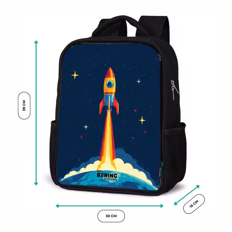Kinderrucksack - Schwarz - Planet - Rakete - Sterne - Dunkelblau — 6