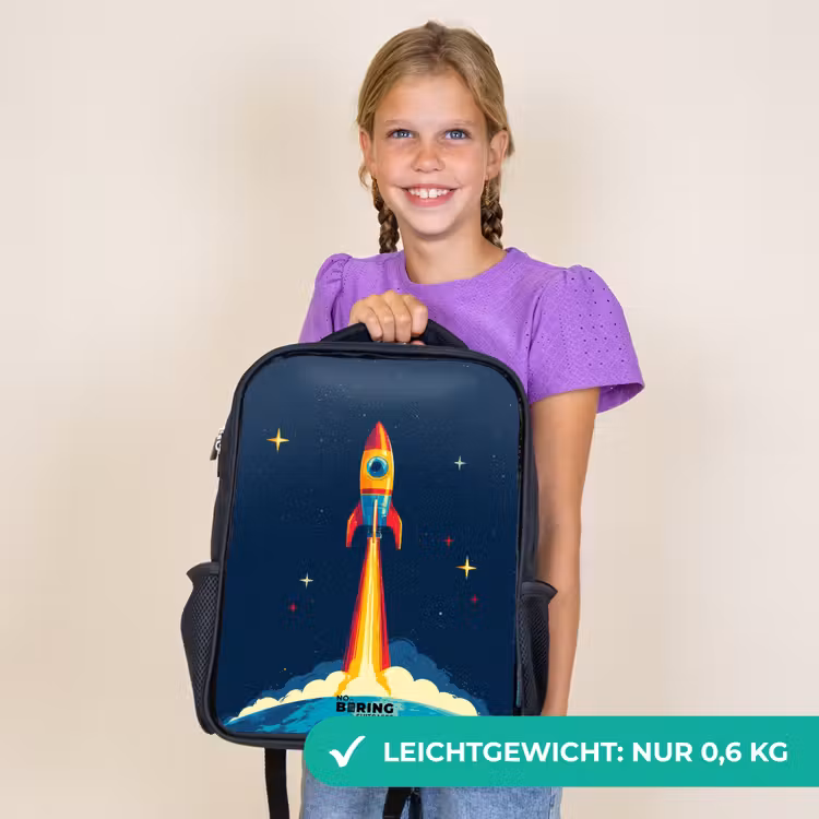 Kinderrucksack - Schwarz - Planet - Rakete - Sterne - Dunkelblau — 7