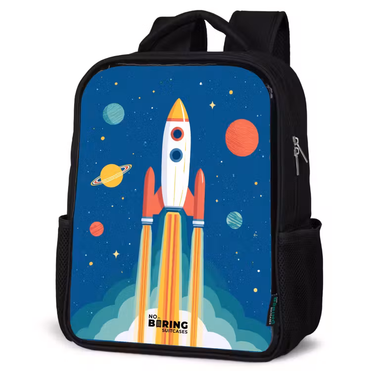 Kinderrucksack - Schwarz - Rakete - Planet - Sterne - Mehrfarbig — 4